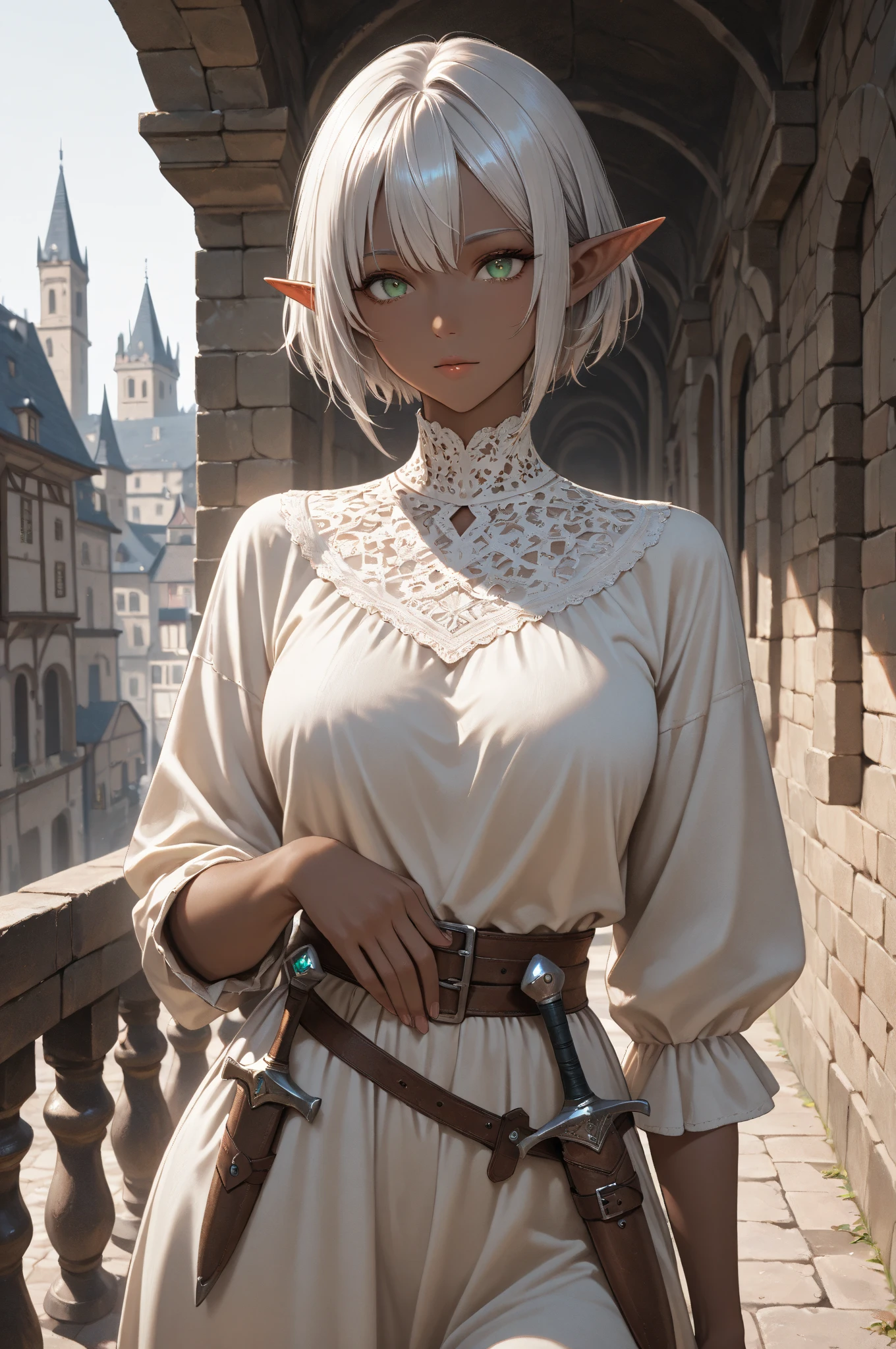 ((masterpiece:1.2, best quality)), 1aldy, solo, king, (Alphonse Mucha:1.1), ((volumetric fog, bloom, depth of field, color grading, film grain, marvelous 3d concept art, (sharp focus, stunning lights, photorealistic, cinematic lightning, ultra-detailed, intrincate details, photo, stunning, extremly realistic,))) ((upper body:1.2)), (((smooth chin))), large_breast, ((((alchemist clothes)))), ((((bob cut, grey hair, grey eyes, elf ears)))), ((((on a meadow, full of flowers , beautiful landscape)))), <lora:cham22:0.8> , (ambiant blur:1.6) <lora:toridamono:1>