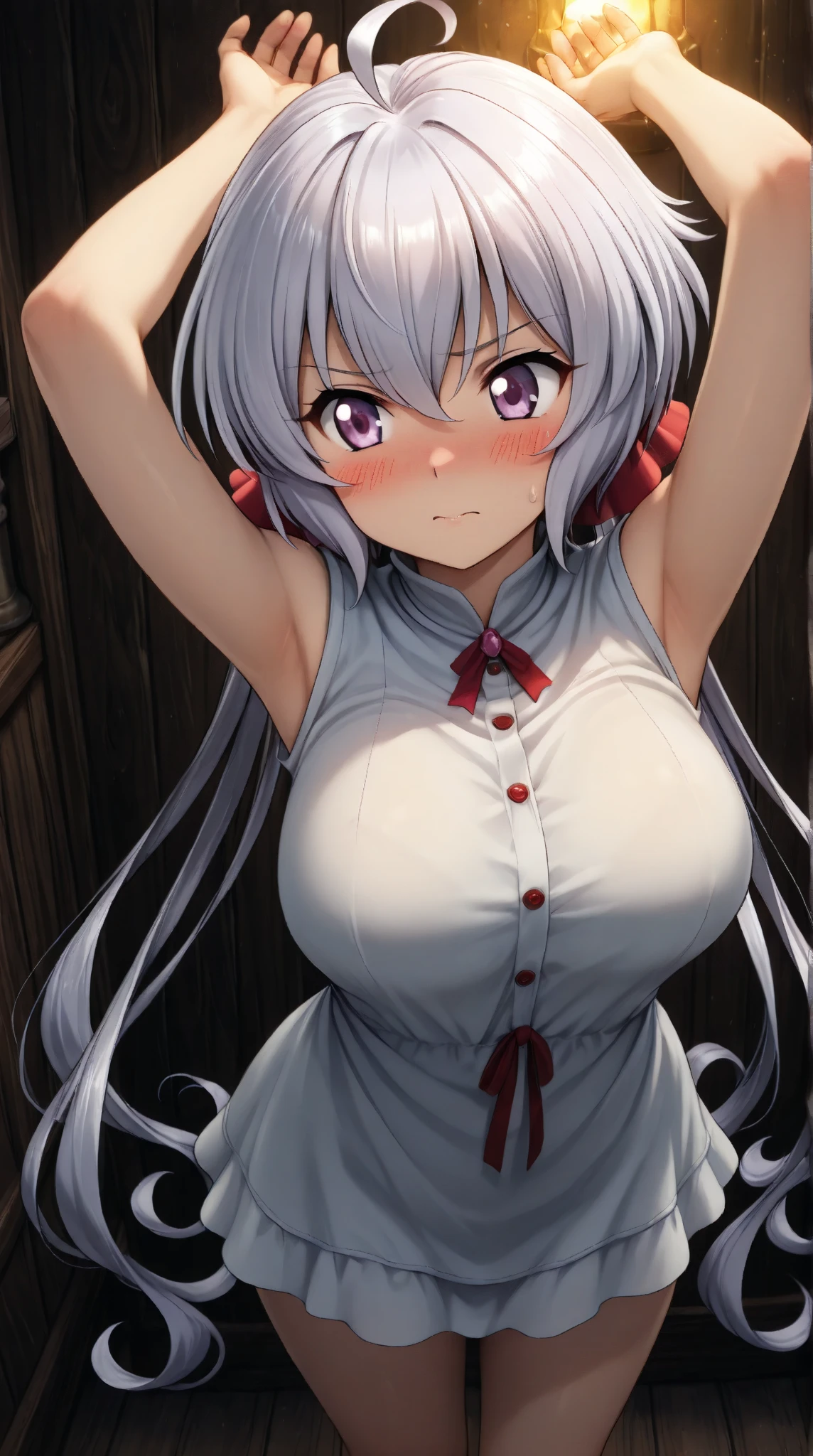 huge breasts, (pov,looking at viewer),solo,((titjob)),((black micro bikini,)),((nose blush)),(slut:1.3),(sweat:1.4),((bedroom,light sparkles)),((white bed)),yorumi rena, multicoloRedhead, Red eyes, Grey Hair, Black Hair, Split Color Hair,{Redhead, Striped Hair}, ((Twin tails)), hair ornaments, Ahoge, Hair Ribbon, bangs, Hair ties, Black Bow, Very long hair, Hair Ribbon,embarrassed laugh,mesugaki,