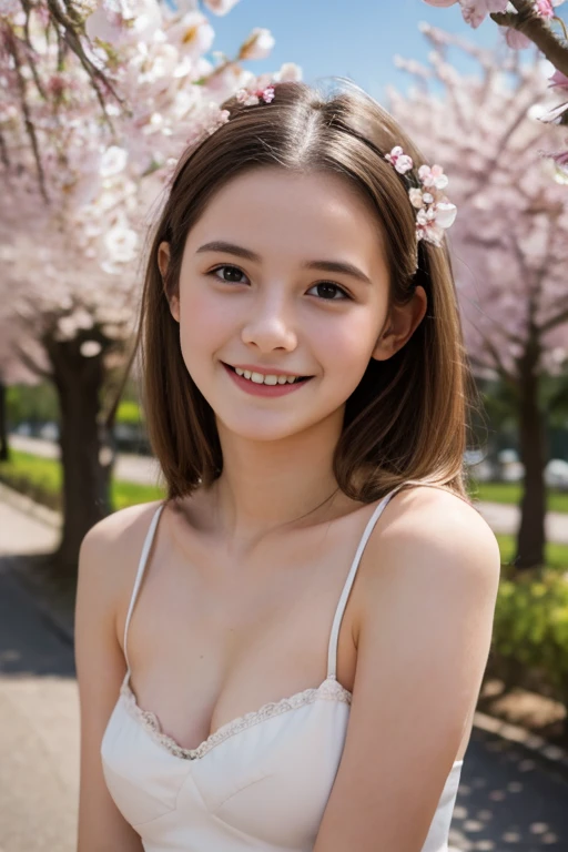 Create a thin, short 5-year-old girl with blue eyes, He has short, light brown wavy hair., usa un vestido rosa, una diadema rosa y unas botas rosas, tambien usa unas mayas y guantes de color blanco, The girl has a happy face and wears pink eye shadow, create it with the style of dragon ball z toei animation in drawing