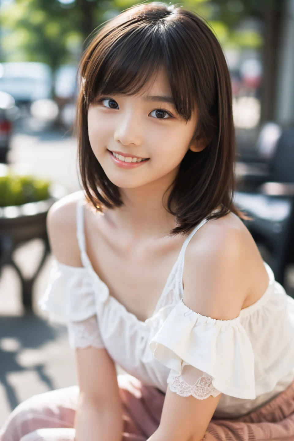 　(8K、RAW Photos、Highest quality、masterpiece:1.2)、(Realistic、Realistic:1.37)、(Exposing pubic hair or )Very detailed、Ultra-high resolution、1 Girl、View your viewers、Beautifully detailed face、Laughter、narrow、(Slim waist) :1.3)、Beautiful and detailed skin、Skin Texture、Floating Hair、Professional Lighting、Human whole body、Shortcuts、Braided Hairstyles、Bob Hair、E Cup、smile、16 years old、Skirt flip、Baby Face、っぽいsmile、Sappin''''、Moisturizing lips、Pale pink lips、Braided Hairstyles、Umbilical cord 