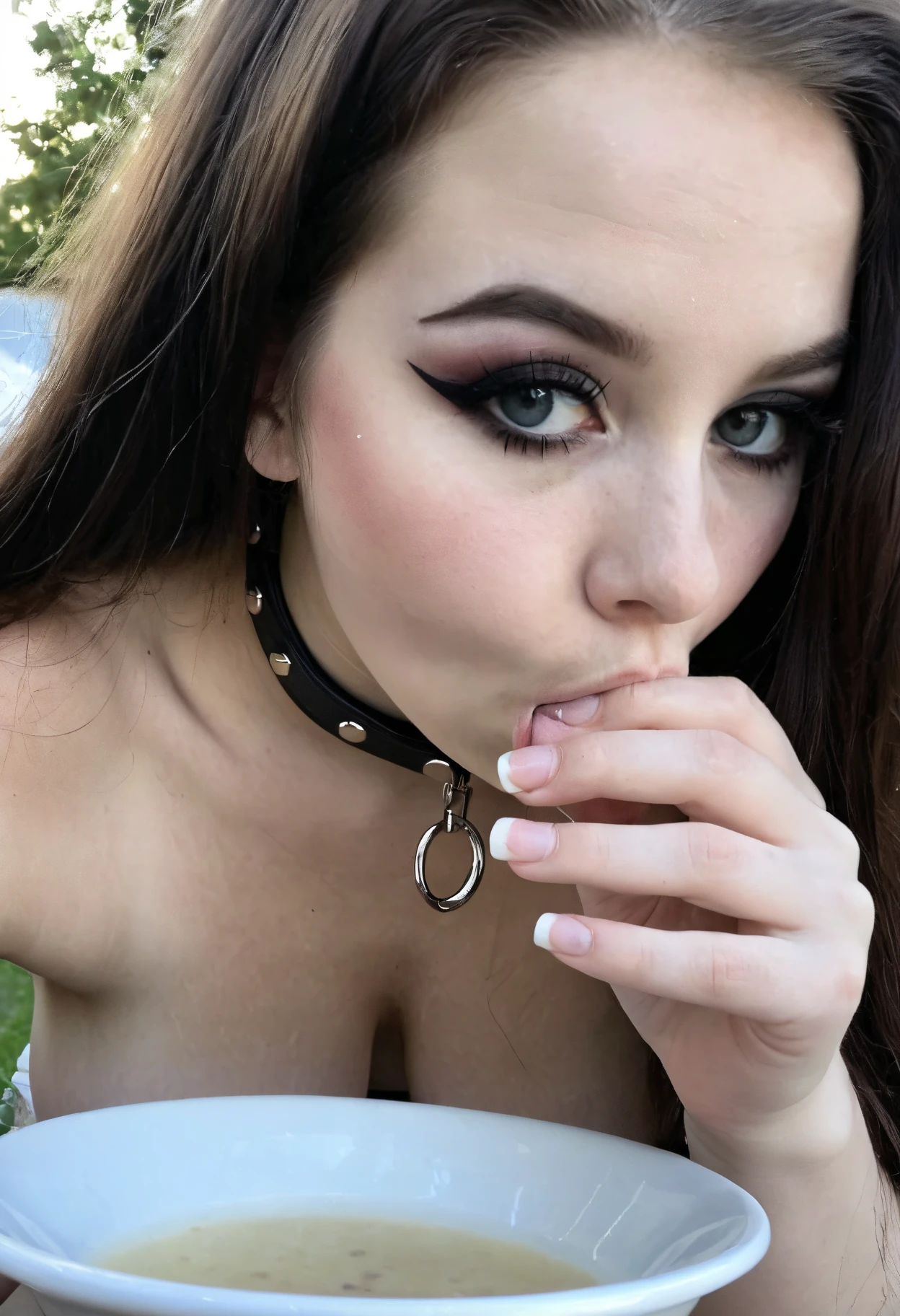 1 miniature Beautiful beautiful woman - Yuan Sayuki, ((top quality, 8K, Masterpiece:1.retty woman, 1 woman, huge breasts:1.3, a slim body:1.1, lush GINGER long hair with 2 buns, (shower, wet body, wet clothes:1.1), very detailed face, detailed lips, detailed eyes, double eyelids, Detailed blue eyes, чрезвычайно Detailed Outstanding Blue Eyes, long GINGER wet hair, GINGER wet hair, Detailed Outstanding Blue Eyes, innocent look at the viewer, very wet wavy white hair, Detailed Outstanding Blue Eyes, huge cross earrings, Outdoors, badges behind, gothic maid uniform, sexy maid dress, bare chest, huge chest tattoo, detailed huge catholic cross earrings, chest tattoo, Outside, wear a silver cross (Detailed cross shape), reality mode, wet breasts, black necklace, human crowd behind, black latex gloves, hair of white snowy colour, night time, red neon lights, demonic nun, nimbus (golden lighting ring above her head), angel, snowy weather, sexy pose, white lingerie, black maid dress, detailed flower wreath made of different colours, open chest (tattoo on her chest), detailed illustration of blowjob, accurately depicted 15 cm penis, flawlessly demonstrated blowjob, detailed penis sucked by her, male legs and penis illustrated