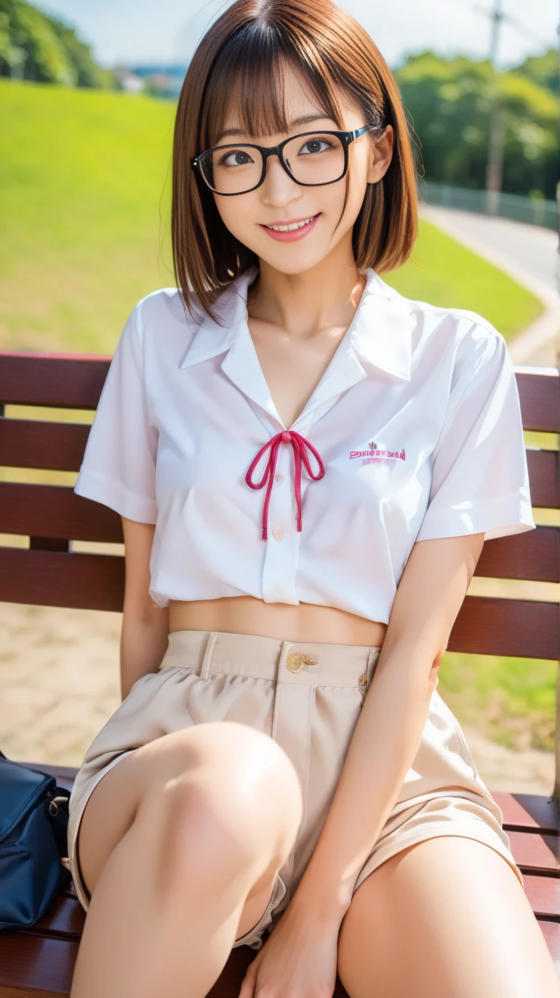 ((Best of the highest quality, 8k, Masterpiece: 1.3, raw photo)), Sharp focus: 1.2, (1 AESPA, slim body type female, 21 y/o: 1.1), (Solo: 1.2), (realistic, photo-realistic:1.37), face focus, cute face, finely eyes, side lighting, using reflectors, (small breasts, flat chest, Thigh: 1.3), (short messy hair, bangs: 1.28), (wearing shirt school uniform:1.32), (neat panties:1.32), (ribbon:1.2), walking cafe, bar, sun light, flower,
