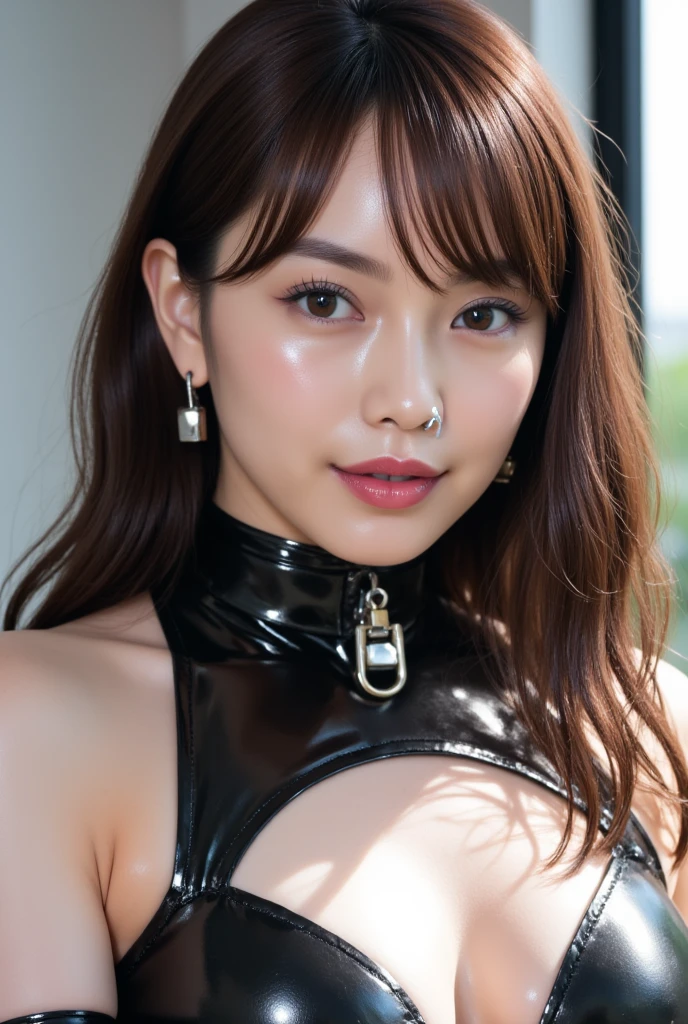 best quality, ultra high res, (photorealistic:1.4), 1 girl, latex dress, (ulzzang-6500:1.0), (style-keta:0.8)