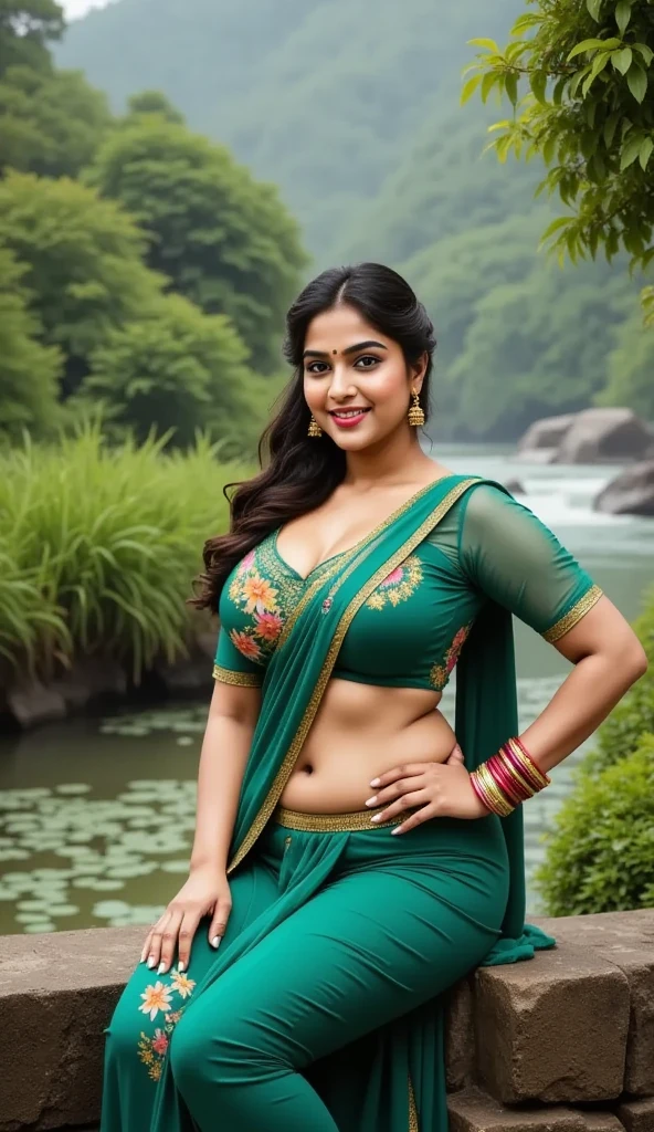 Looks like Anushka Shetty, thick figure, heavy physique, Masterpiece, Best quality, high clarity eyes, critically flawless,sharp picture, Full portrait, High pixels, perfect face, perfect eyes, beautiful face, perfect hands,perfect fingers, in Peter Paul Rubens style, by Peter Paul Rubens, baroque style, acrylic on canvas, highly detailed, description: "Create a nymph inspired by the tales of Greek or Roman mythology, embodying the essence of a natural element or location, and possessing a unique ability or trait that sets her apart.", strapless Bra of ancient times, strapless bralette, armpits showing, 