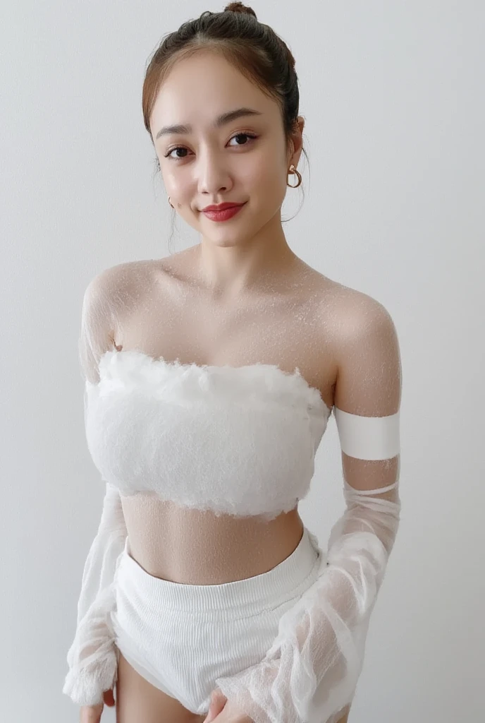 ((Realistic, photo Realistic)),Delicate and beautiful, ((Two beautiful topless breasts)),Small areola,A woman's bust of about 85 cm,((Her large breasts reveal the position of her nipples)),((Light pink areola and nipples)),(unity 8k wallpaper), リアルな若いGravure idol, 若くてsexyなGravure idol, sexy :8,Japanese Model, narumi kakinouchi, 若くて可愛いGravure idol,Beautifully shaped large breasts,Beautiful areola and nipples,high quality,((Japan woman with good style)),((Gravure idol)),sexyな肉体
