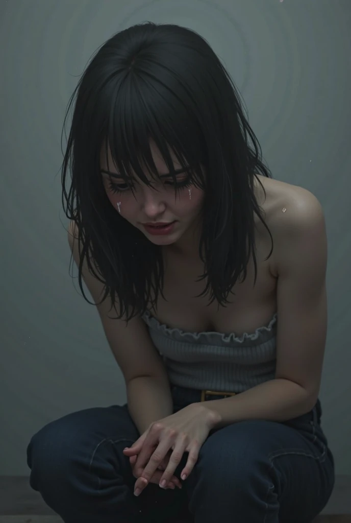 high quality, detailed,a girl with white water drops on her face.she is taking a shower,lots of white water droplets.green eyes.she is 13 years old japanese bitch gal,prostitute,she has a mole under her eye,(smallest breasts),(wearing long sleeve white oversized t-shirt dress,offshoulder,very very wet thin fabric shirt,),blunt bangs,((purple bob hair,very wet hair and wet face,shiny face)),slender,face up,nipples,temptation,

(smile showing fang:1.2)

((opens her mouth wide and looks very painful and her cheeks are very red:1.3)),((in a dark dungeon:1.3))

((see her whole body))(((detailed,Tissues and condoms scattered on the floor:1.3)))