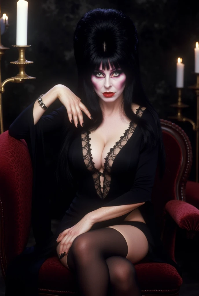 cassandra peterson as Elvira. Full body shot, full length cinematic shot. lingerie. mostrando el ass. buttocks, buttocks, buttocks, ass, pomps. sensual. lingerie. sexy, Xxx, hyper realism. 8k. Photography, hyper realism. k. Photography (Masterpiece, super detail, high detail, Best Quality, 8k