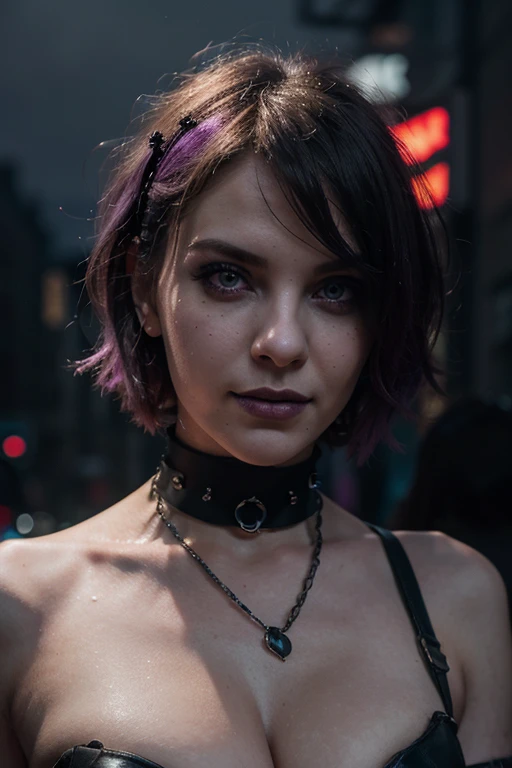 Una joven pelirroja sexy con pelo corto, cyberpunk