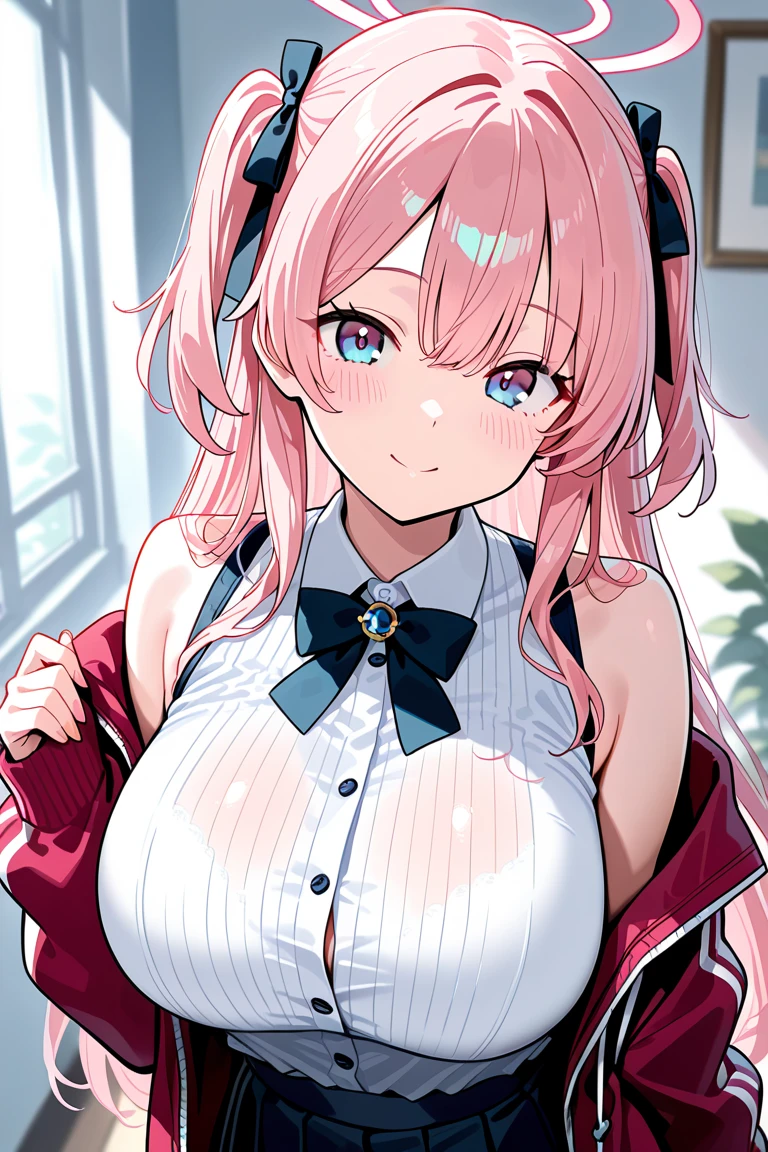 (masterpiece、Highest quality、Very detailed)、((1 Girl))、((Pink Hair))、((Twin tails))、((Bright Blue Eyes))、Wicked Smile、((Grin))、vapor、Earrings、((Very large breasts))、((Open clothes White shirt))、((white Lace Bra))、((Black pleated skirt))、Black socks、((One boy))、((penis:1.2))、((Standing Footjob POV)) 、Bedroom Background、((Browsing Caution)),NSFW,sex,pussy,pussy line