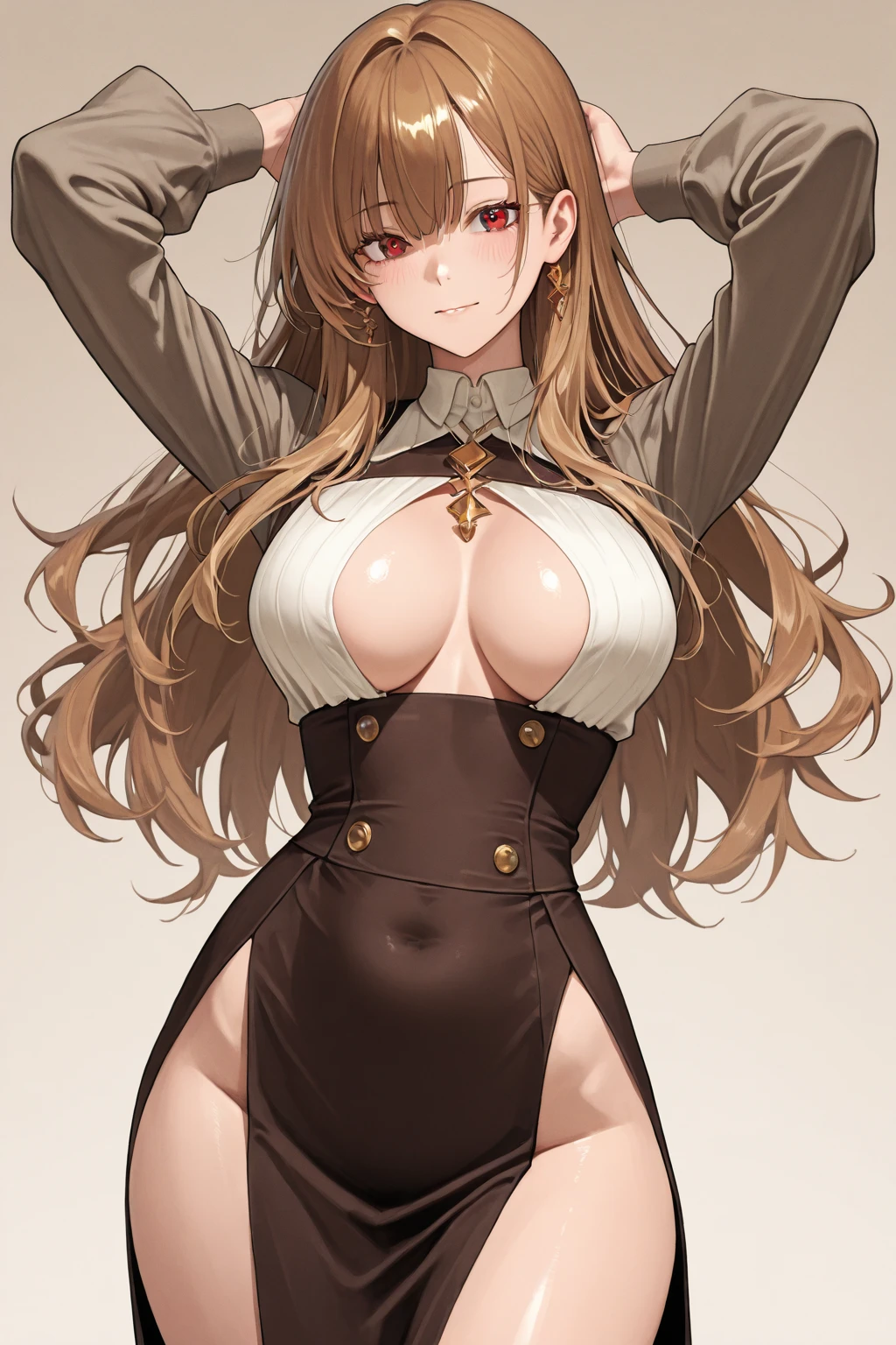 best quality, masterpiece, highres, solo, {jintsuu_kantaicollection:1.15}, long_hair, brown_hair, brown_eyes, hair_intakes, half_updo, headband, serafuku, 1girl, animal_ears, bow, bowtie, breasts, detached_collar, fake_animal_ears, leotard, playboy_bunny, rabbit_ears, simple_background, strapless_leotard, cleavage, strapless, looking_at_viewer, white_background, green_bow, medium_breasts, wrist_cuffs, black_bowtie, black_bow, blush, pantyhose, black_leotard, large_breasts