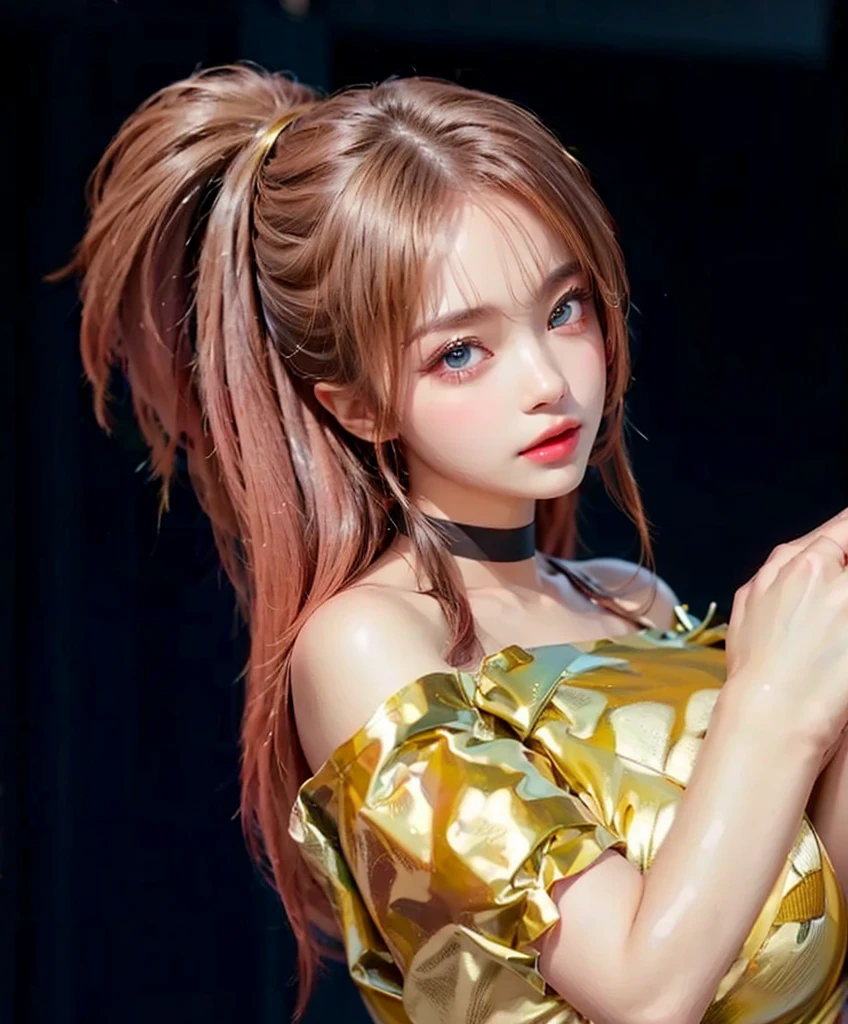 , 8k, High-level, absurd, masterpiece, best quality, primitive, very detailed CG, very detailed wallpaper, perfect lighting, Extremely detailed (((The personifying " スタートレックTNG " as a Little Girl))), MysticSight, Tyndall effect, Tyndall scattering, Studio gray background with (many Dazzling RainbowColor particles BokeH:1.28), (RoundlyButts, ThighGap), (:0.4), (Assfocus with looking ahead), BREAK (NOGIZAKA face variations) Extremely Detailed very KAWAII face variations, perfect , Childish, captivating gaze, elaborate detailed Eyes with (sparkling highlights:1.28), long eyelashes、Glossy RED Lips with beautiful details, Coquettish , Rosy cheeks, Radiant PearlSkin with clear transparency . { (Dynamic LifeLike expressions:1.4) | :d) }, (large eyes:-1) .