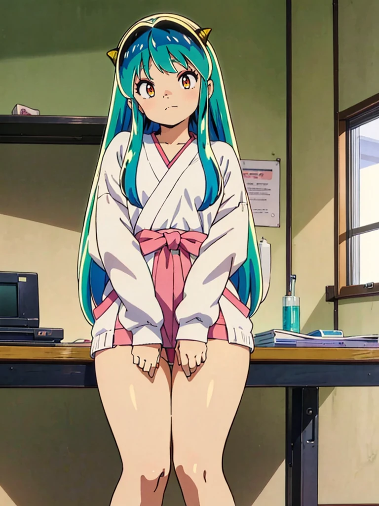 NSFW, masterpiece, Highest quality, 1 Girl, Lum, Mature, (Completely naked:1.3), Sit down, Watching the audience, Show the soles of your feet, From below, anime, blush, sexy, High definition, Beautiful nipples, High definition, Japan, pubic hair, Green Hair, Bedroom,