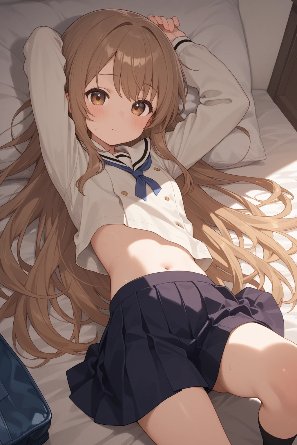 (Tabletop、8K、masterpiece、Highest quality)、((Half Up))、Brown eyes、Brown Hair、Fluffy hair、Delicate eyes、Adorable, Brown outerwear、Light brown sweater、((Scared))、(((cry)))、(missionary, 1boy, penis, lying, vaginale, ass pov, spread legs, Sex, nsfw)、nose blush、steam, Shiny Hair、Very fine and beautiful bright eyes、Very detailed, clear and beautiful face, Awards, Anatomically correct