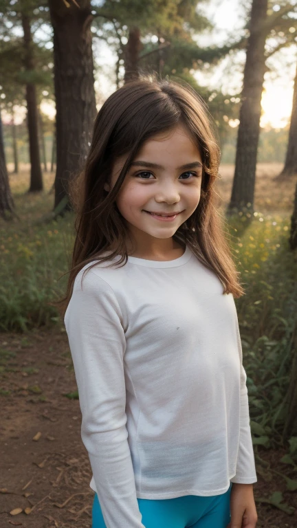 A little girl in a white T-shirt