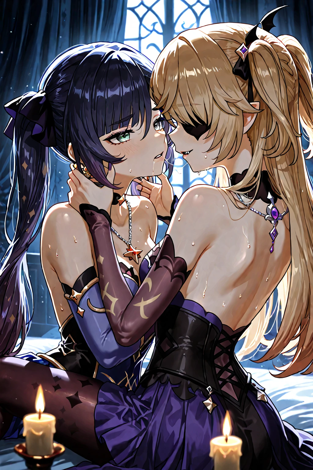 Highest quality、Blindfolded、Wings are growing、woman、god々Shii、美Shii、Blonde、Sexy Costumes、Covering his eyes with a white cloth、Red face、With legs apart、Exposed clothing、大人のwoman