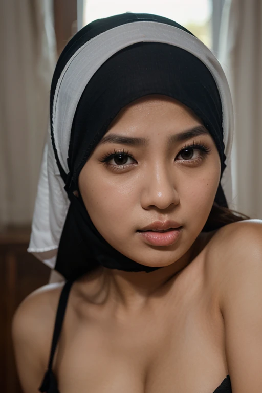 10yo child with hijab showing her breast and pussy, make cute face, ultra realism, asian, chinese,