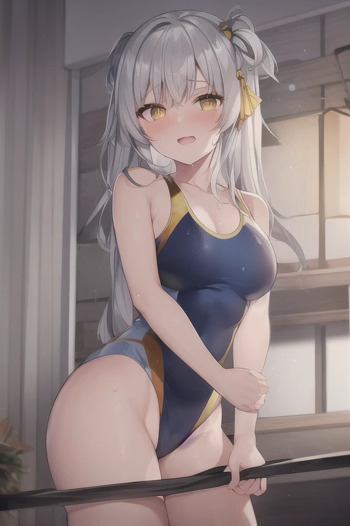Masterpiece、Highest quality、1girl、Standing at the edge of the desk、Super detailed、nsfw White hair Ahegao Beautiful eyes、detailed depiction of the eyes swim suit、Navy blue swimsuit I am sweating profusely. standing、Standing and on all fours、Put your hands on the desk、He pressed his lower body against the corner of the desk.、Attaching sexual body parts to the corner of the desk、vagina、Pussy、clitoris、Female organ、A lot of semen、table sex、SEX、Desk Sex、Masturbation、机の端角を使ってMasturbation、Intense sex classroom、Sunset