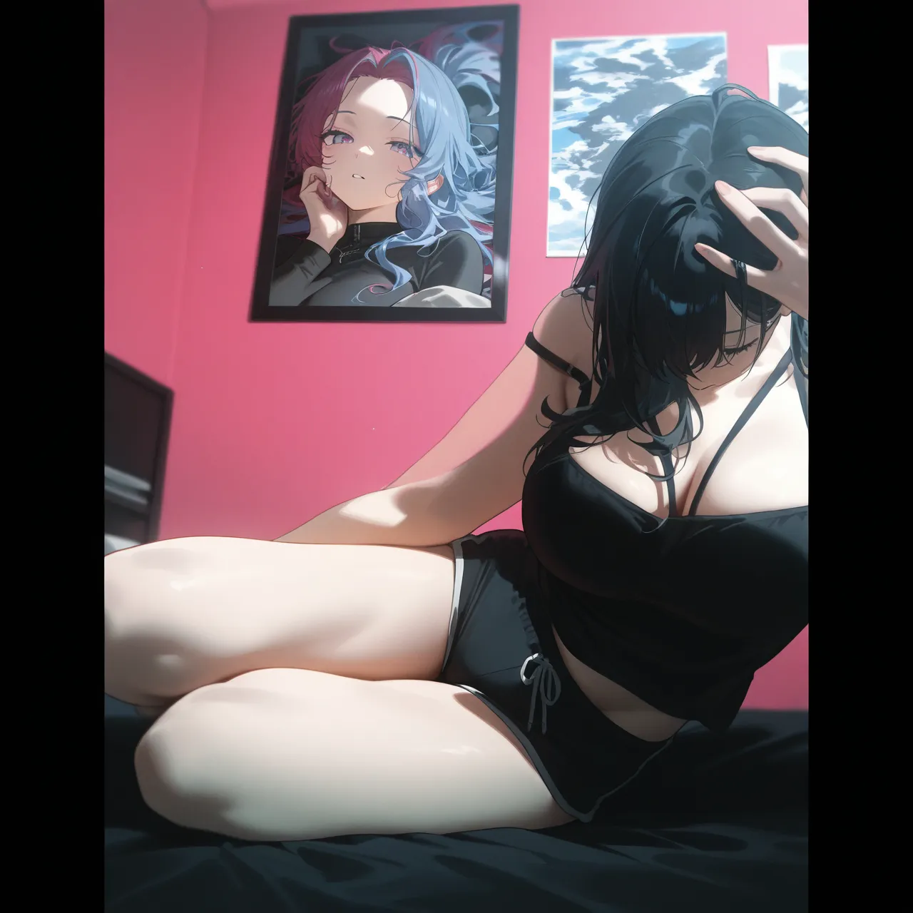 (((Cutesexybutts,steampunk clothes, very marked cameltoe, very marked tits under the bikini, pezon muy marcado en punta)),Bedroom, lying down, silver hair, solo, navel, girl, open clothes, see through the bikini, micro bikini, blush, angry face, protruding areola, (dark skin: 1.1), huge breasts, POV, wet neckline, (thick thighs), 4k hd, ultra realistic, perfect body, perfect lips, perfect nose, perfect eyes, Nice belly deatied, see through clothes, legs open, looking at the viwer.