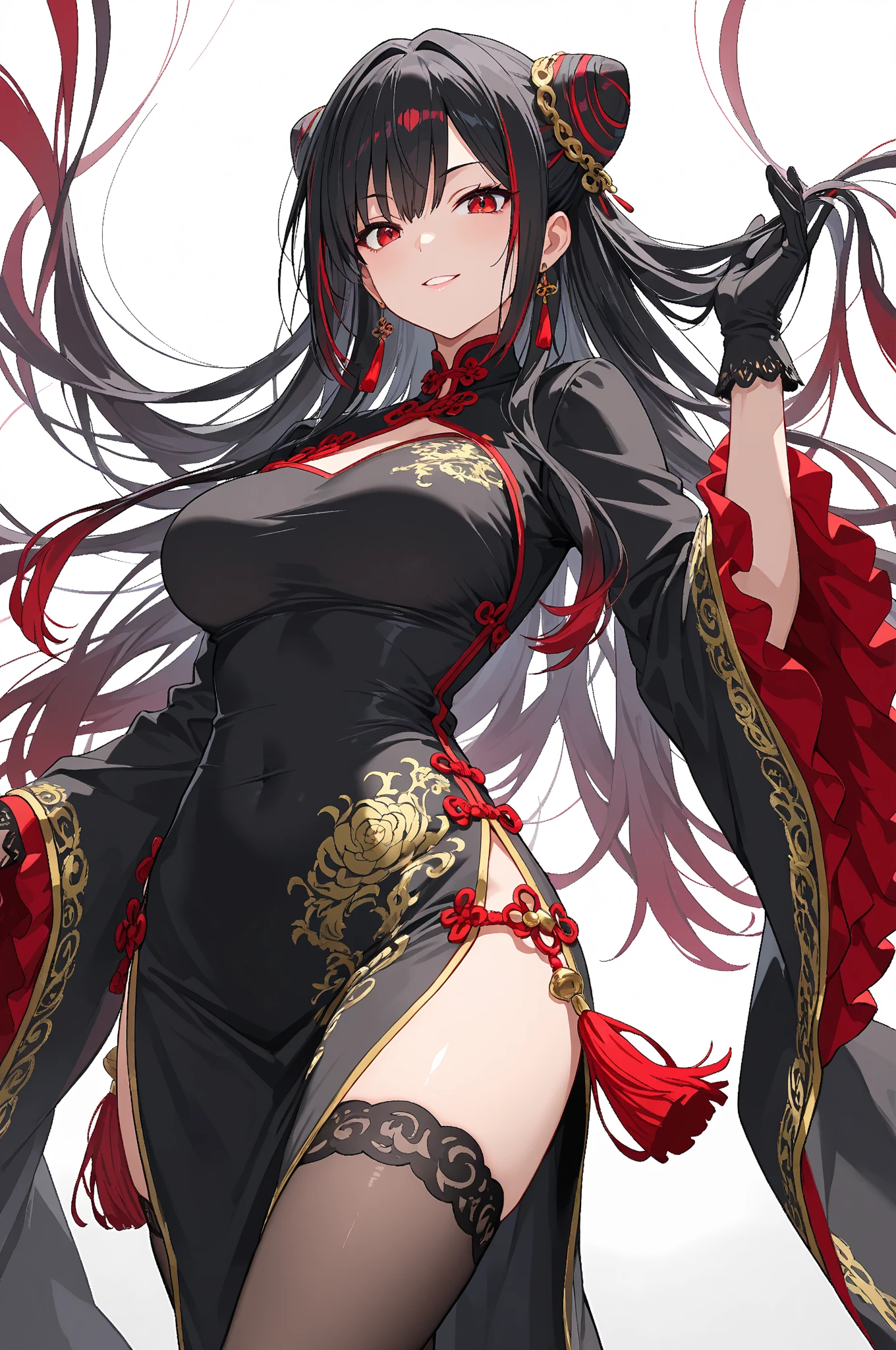 Become a，Black long hair，Bangs，Chinese style，Court attire，Beautiful black eyes，Extremely detailed，high resolution，Simple background