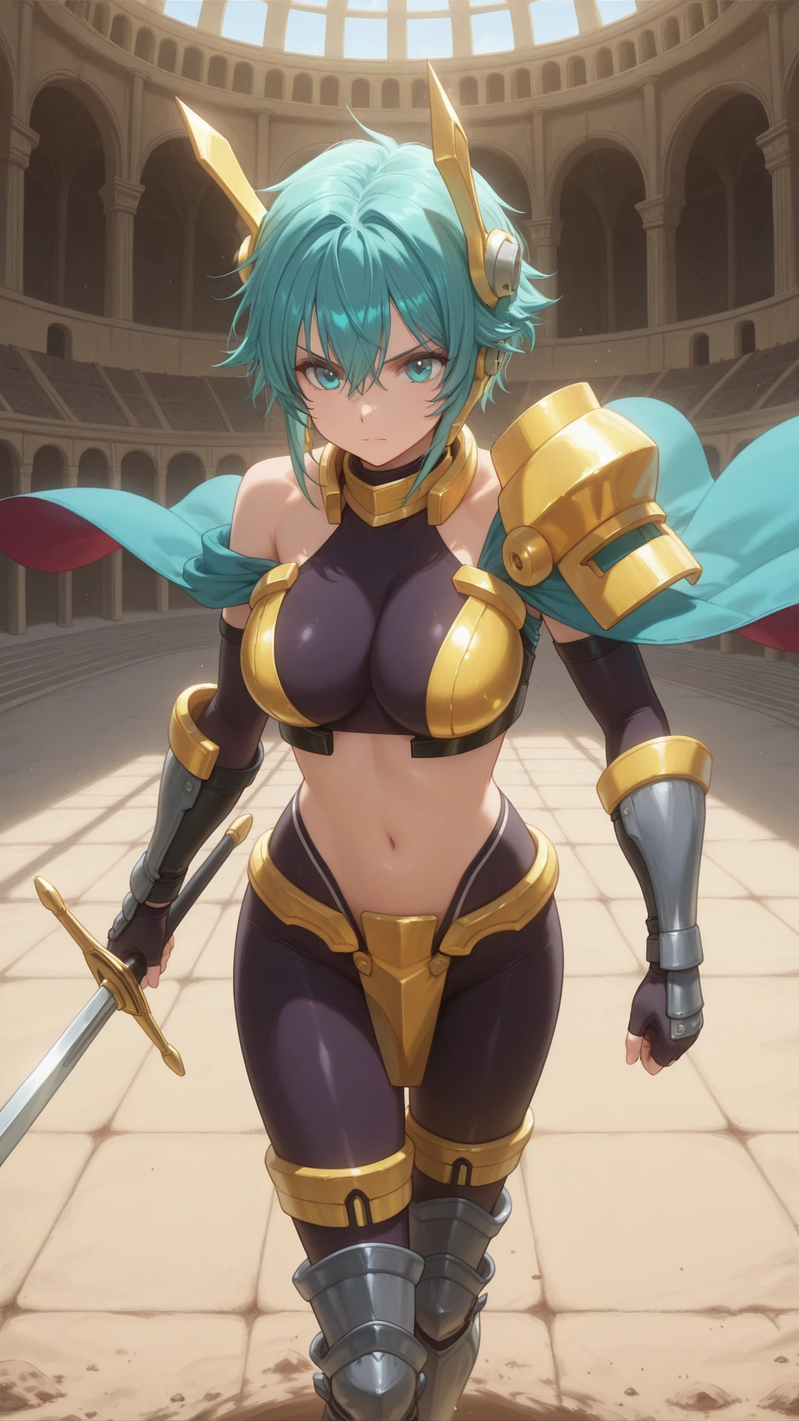 girl, (fantasy,isekai,armor:1.4) upper body, (hotify:1.2), (werewolf:1.4), (Old,Neon:1.4),Slim,Busty,(Over the shoulder),Medium Hair,Tribal Braids,(viridian Tunic,chartreuse Harem Pants:1.3),fate/grand order,Micro Bikini ,(masterpiece,detailed,highres:1.4)