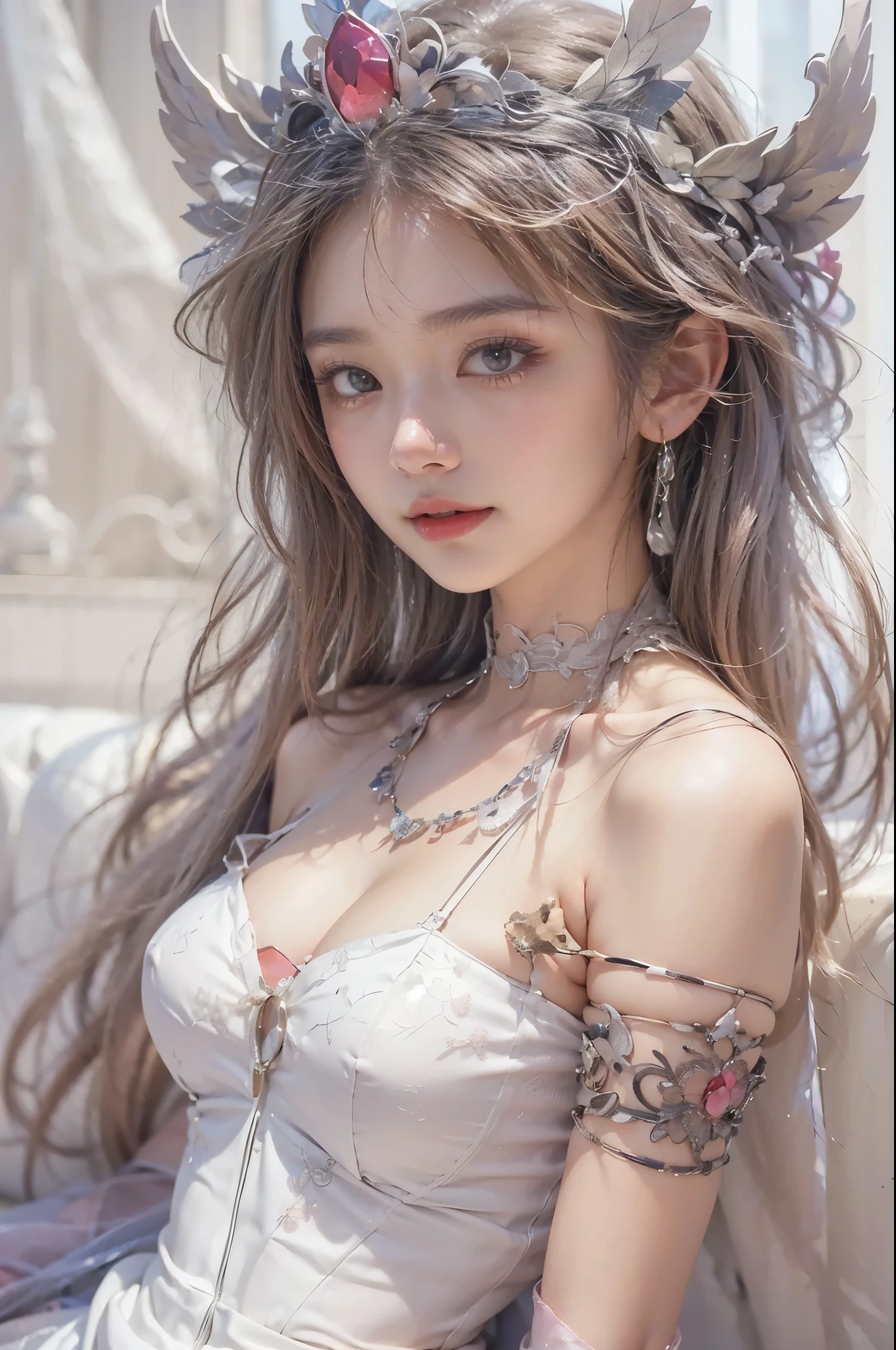 (Slim shoulder strap only, super low cut top)( very close view ) Front view , I can see through my clothes (((outdoor paradise)))(cover one&#39;s chest with one&#39;s hands ,topless)，head flower decoration, petals fly in the sky ，Pouting a little，Back exposed bare buttocks，The pervert is exposed，naked woman，raise your butt，separate hands and feet，camel toe,(crystal colorful lights),(Turkish Moroccan color mosaic chandelier)，Adult Princess Tiara，soft clouds，((|cover with a scarf))
（（masterpiece））,（Realistic：1.2）,best quality,expensive、expensive品質,absurd,rich and colorful,amazing art,best quality, super detailed,beautiful details， reflex hair,good lighting, ray tracing， Depth of bounds written,super detailed,enlightenment,amazing,small details,very detailed， （（super detailed））， （beautiful meticulous girl）， Beautiful detail shine， intricate details， High resolution， very sophisticated and beautiful,beautiful and fine eyes， HDR， round eyes, detailed facial features,（round pupil：1.4） （enlightenment）,（beautiful and delicate eyes）（highly detailed face））， Depth of bounds written,（fascinating face）(（smile：1.3）)， smiling lips， （looking at the viewer：1.1） Close-up， wide wide shot， side body， photore， obscene pose ， moody light， Sistine Phil Beldev, smile，（（（masterpiece，highest quality，High resolution）））），Highly detailed 8K，beautiful girl with big breasted body，（hyper hd，super detailed，high detail，expensiveリアルさ，超Realisticな，photorealism）,（1 girl：1.5）,（realistic black hair），short curly hair，bob cuts hair，（dynamic posture），towards the camera,浅いsmile,open lips，light blue eyes，average ，
（beautiful and detailed face，beautiful and delicate eyes），sweat legs,bright,（sunlight，sunlight）,（Beautiful butt 0.5），Color backlight

split, cover your chest with just your hands，hip naked，earrings，pink sexy thread,（(striped underwear、black openwork underwear、transparent embroidery tulle underwear set,gold bracelet，pink lace gloves)）lace pantyhose、lace gloves、wedding headscarf、pearl necklace,（topless）(very small panties)[place your hands behind your head ]Only the genitals are covered,mole under eye, ((gray blue hair，head bands，head band))，crystal sparkling necklace
