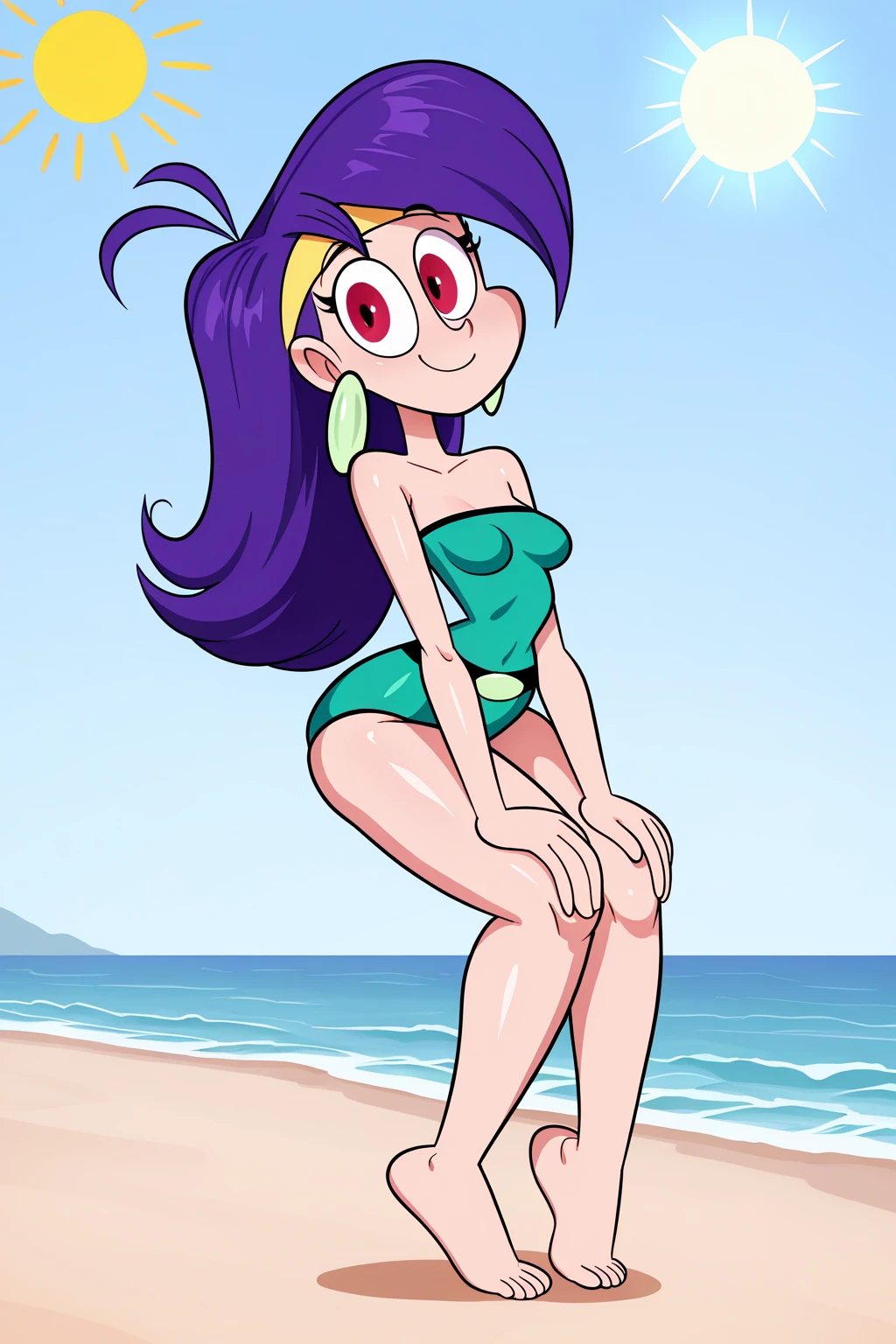 (SirenCupHead in the ocean:1), 1girl, purple hair, monster girl, curvy, smile, looking at viewer, makeup, (cowboy shot:1.3), medium breast, short hair, shell bikini, mermaid tail,
simple background, dynamic angle, dynamic pose,
(masterpiece:1.2), (best quality, highest quality), (ultra detailed), (8k, 4k, intricate)
<lora:CupheadSiren_character:0.8> <lora:3DMM_V10:0.6>