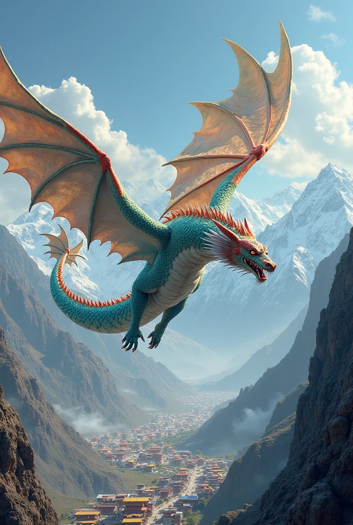 A Powerful Bhutanese Dragon (Druk) Flying across Himalayas protecting ...