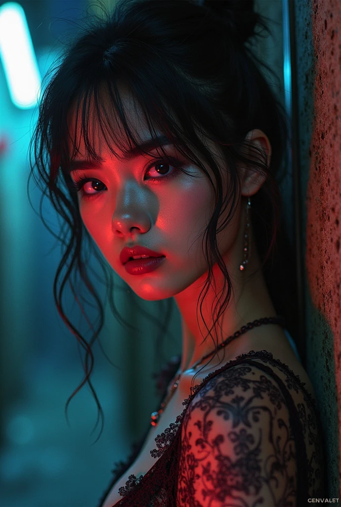 Create a member for a kpop group, has to be a woman, de cabelos pretos, Korean and between 20 and 18 years old 