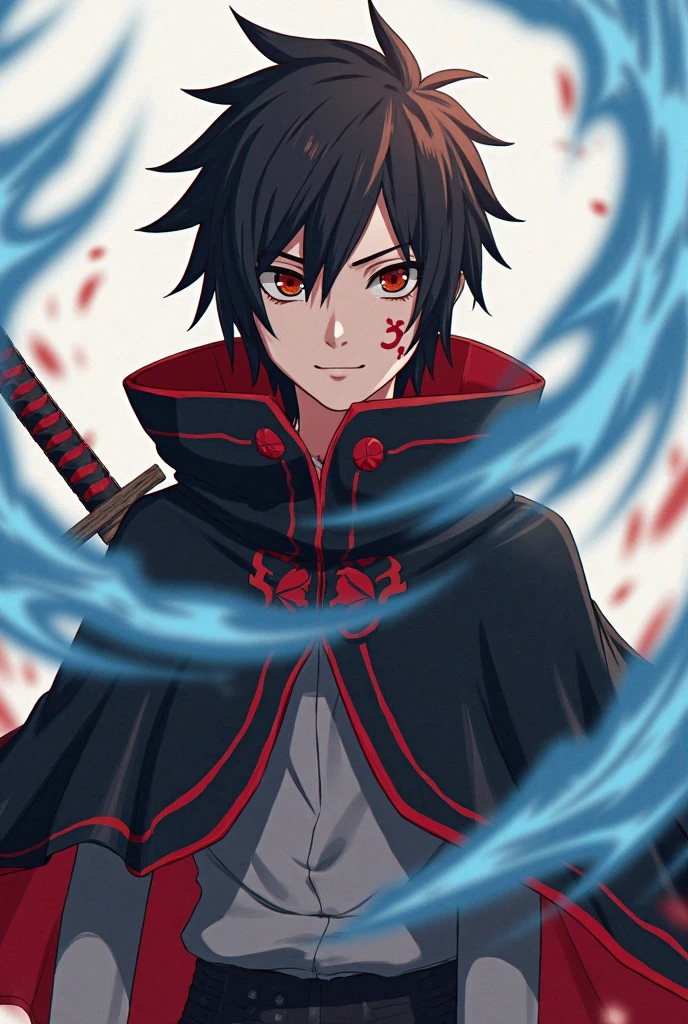 Ultra detailed, high resolution, absurd, HDR, masterpiece, anime girl and boy, beautiful woman (with long white hair with deep red streaks, woman (with yellow eyes), the woman (is wearing a red haori), in black demon slayer corps uniform, Kimetsu No Yaiba, fantasy, handsome, Tomioka Giyu, Hashira, Tomioka is serious, couple, night, forest, best quality, extremely detailed face, anime, the girl is really hurt, the girl is covered in blood , Tomioka is a strong man , Tomioka is trying to protect the pretty girl