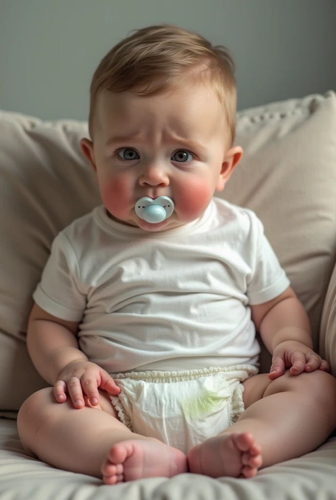 Baby taking a bottle in his crib on a white background