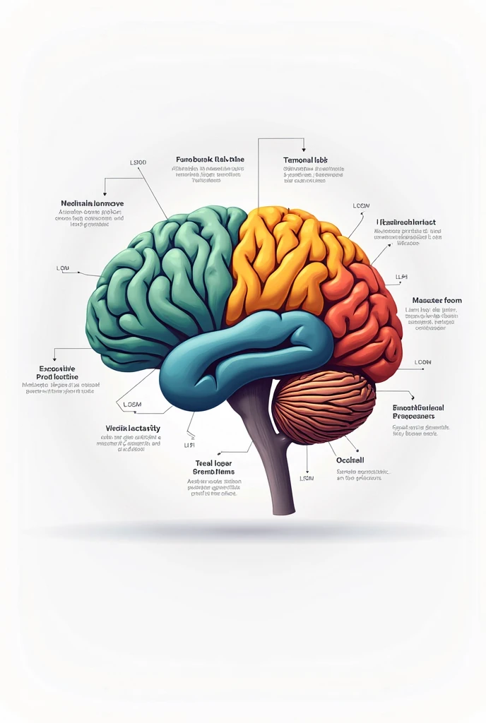 watercolor art of a human brain image and its functions and mental processes of the brain