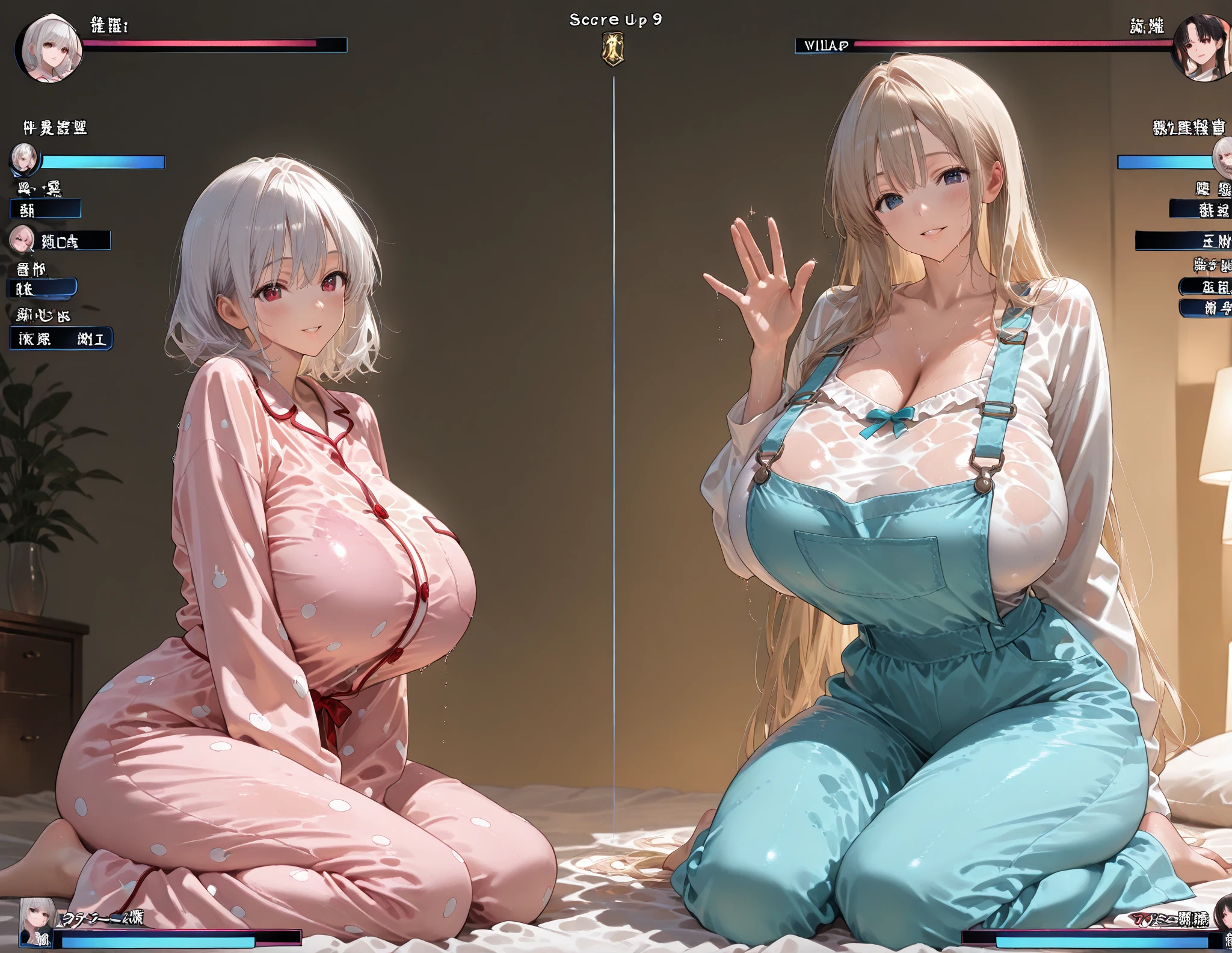 Ultra HD、Ultra high definition、Noise Reduction、perfection、Image quality adjustment、balance、((School、Health Room、Two Female Teachers))、Dewey Skin、Camel Toe、Giant tit、Nipple Puffs、Cleavage、Plump、Super big breasts、Super big butt、Bubble butt、((Upturned buttocks、Breast Pillow:1.2))、The cutest in the world、breast enhancement、Alignment、Dozing off、Weakness、、Landing on the elbow
