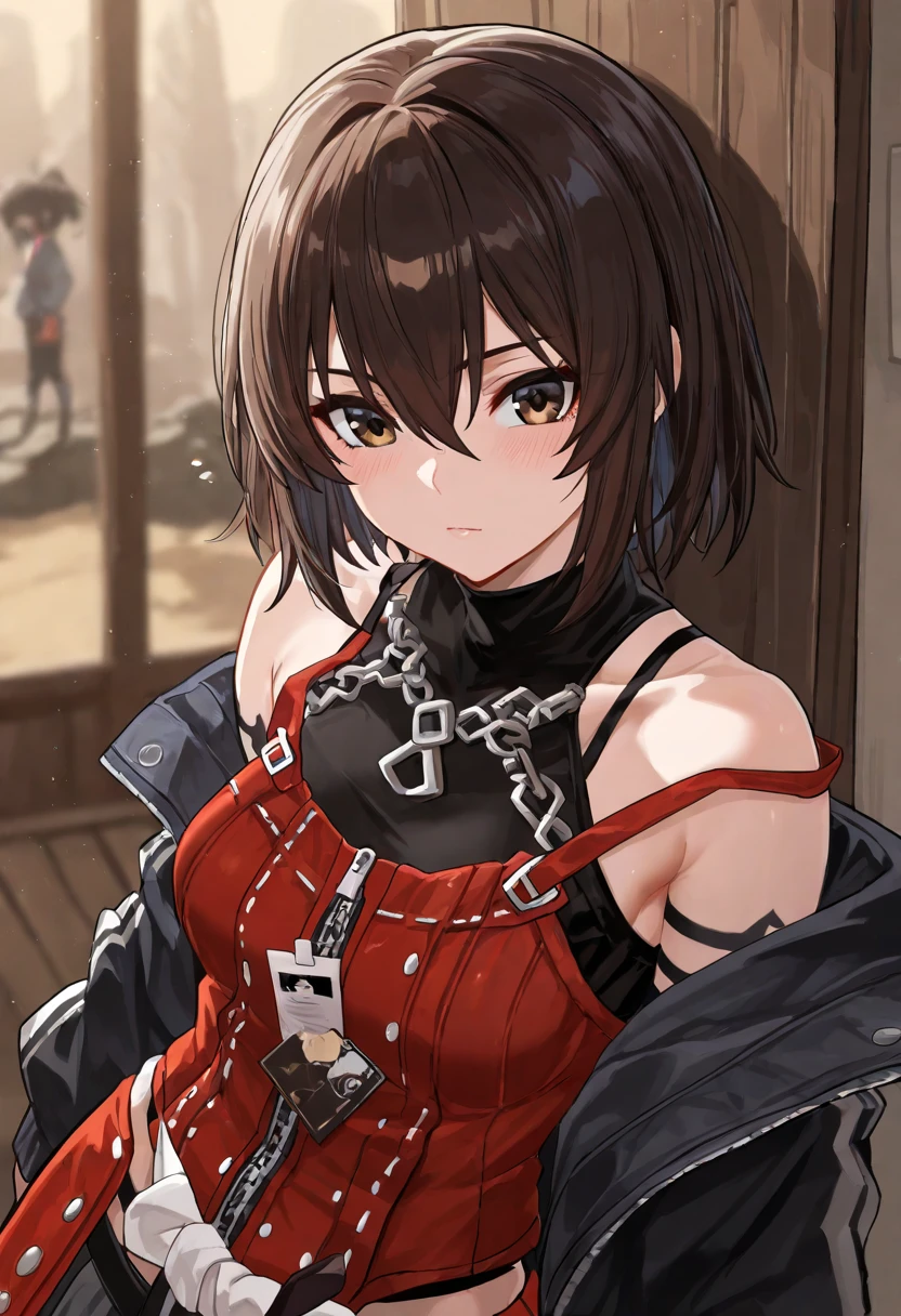 <lora:edgFantasyHoodies:1> edgFD, hoodie, fantasy, edgFD_hoodie, cosmic hoodie, wearing edgFD_hoodie,, ultra detailed, masterpiece, best quality, aesthetic, detailed,, solo, frown,
1girl, red eyes, <lora:Tsurime3:1>, (tsurime:1.2), (brown hair:1.3), medium hair, (asymmetrical bangs, swept bangs, cowlick:1.35), flipped hair, <lora:foldedponytail:0.8> foldedponytail, folded ponytail, (small breasts:1.3),