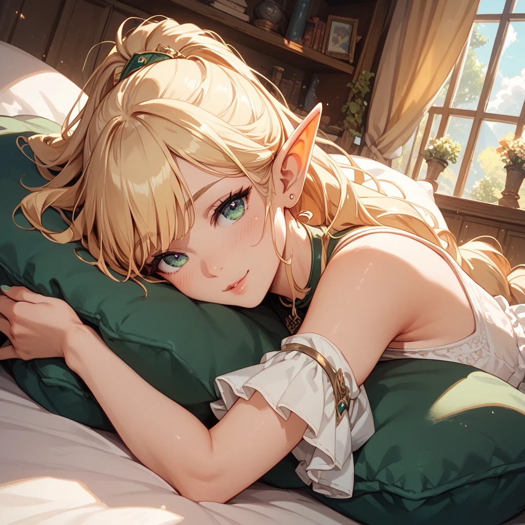 cute elf girl, lie down on bed