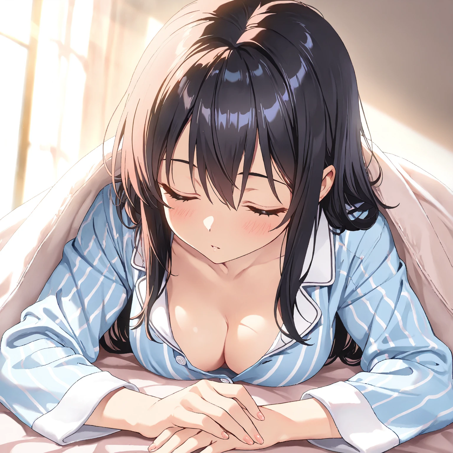 (1 person、alone), Beautiful adult woman, Anatomically perfect body, Slender、(nurse、nurse), (white nurse uniform, one peace, Japanese style nurse, nurseサンダル:1.1)、22 years old、(Highest quality)、Black Hair, (Half Up)、(8K, High resolution)、(shy:1.4)、medium breast, (steam:1.1), (embarrassed:1.3), Sit on the bed、(wariza), (Look down:1.2), (bukkake, cum on face:1.7)、(Sad face, tears), wide shot
