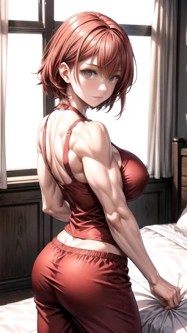 (((1 girl))), Kana Arima, bob cut, (((red eyes: 1.5))), red hair, short hair, BREAK Beret, (Wearing a very sexy and short bikini), hat, (belly muscular), wide hips, thin waist, (shapely legs), wearing black high-heeled shoes, (((standing))), break looking at the viewer, Break-in at home, classroom, break (masterpiece:1.2 ), best quality, highest resolution, Unity 8k wallpaper, (illustration:0.8), (beautiful detailed eyes:1.6), Extremely detailed face, perfect lighting, extremely detailed CG, (perfect hands, perfect anatomy),