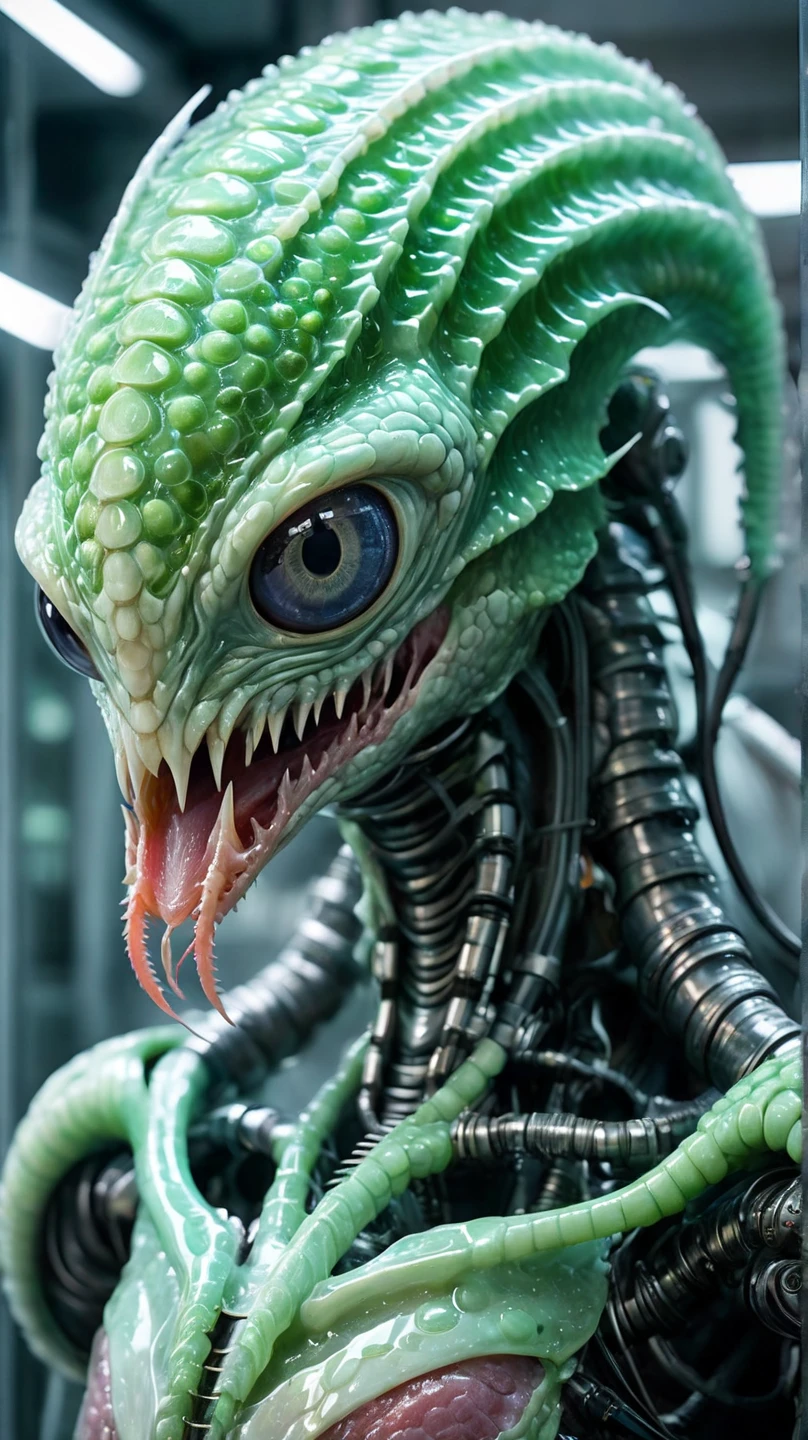 (((Extremely close-up Gremlins fused with a Xenomorph Alien the eighth passenger frontal images color images Splash Front images))),(((Gremlins)))),(((Bat Ears))),(((Greta Gremlin)))