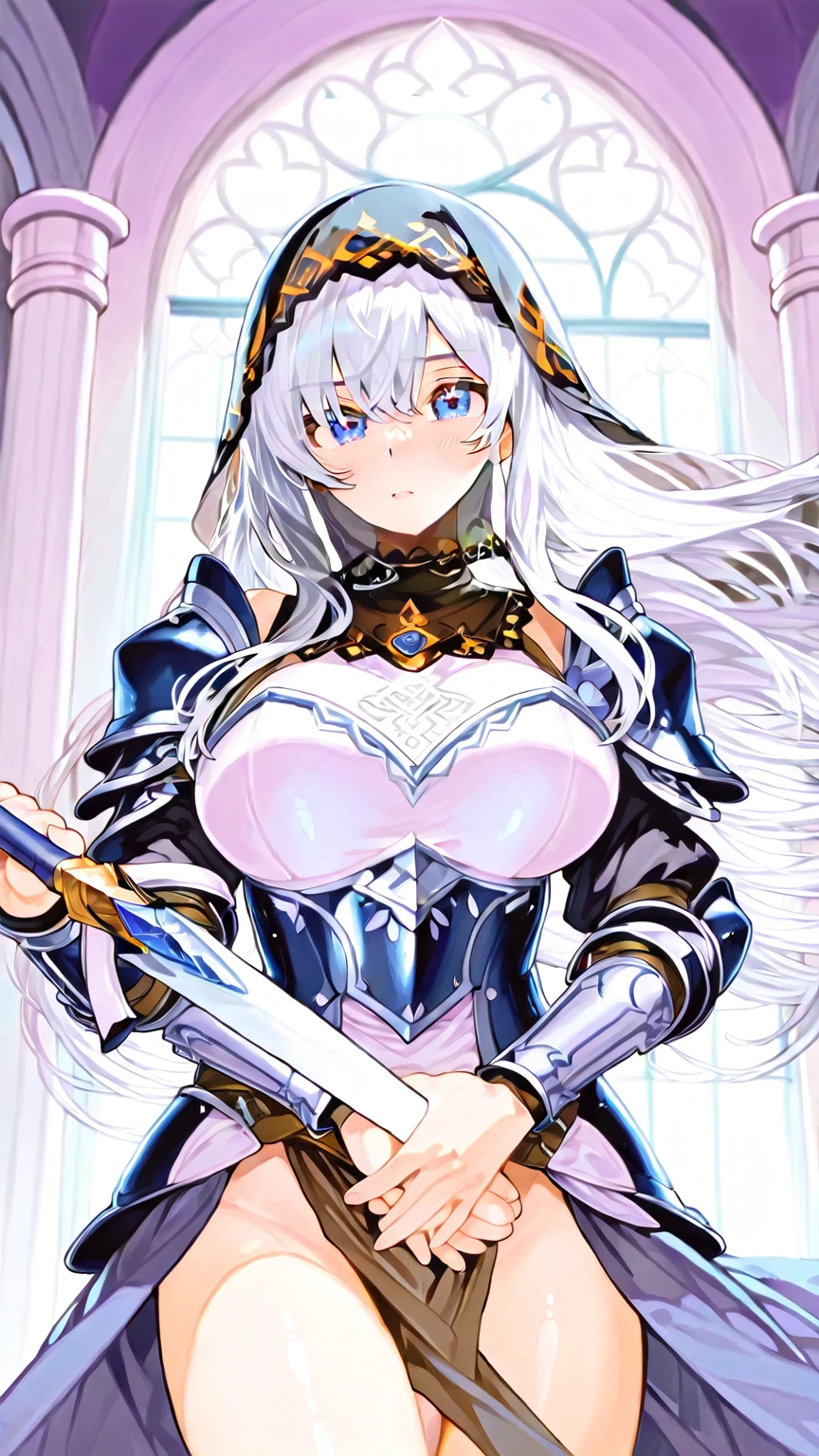 shirogane noel,1girl,solo,shirogane noel costumes,super huge breasts,looking at viewer,near,Bending forward posture,Taken from the front,in the forest