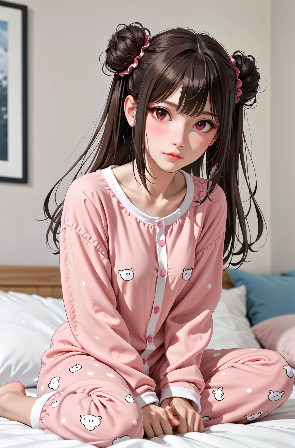 (masterpiece, best quality), 1girl, <lora:TokinoyaMio:1> tokinoyamio, twintails, pajamas