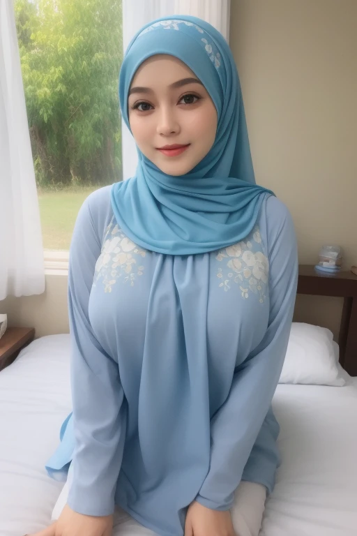 (??????? Bra), Chubby adorable, 1 girl, (face to face), 10 years old, baby face, happy, half body portrait, (face details: 1), (eye details: 1), ((big breasts)). wearing transparent transparency soft soft long shirt, hijab, .. Cute posed. proportional body. Ultra High Res. realistic: 1.4, UHD, (floral pattern), view from side seductive pose