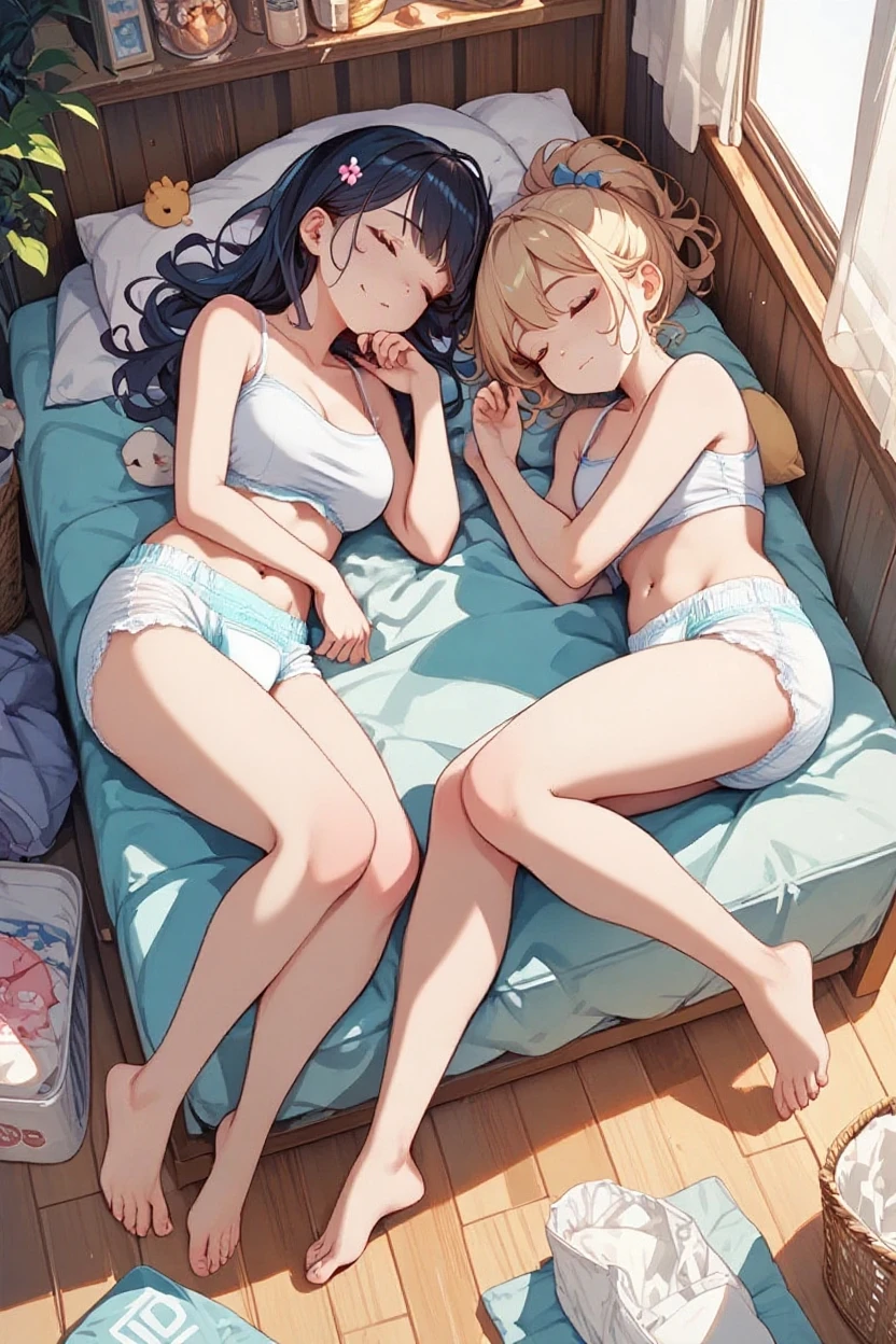 stocklings,Lie down in bed,an legs
