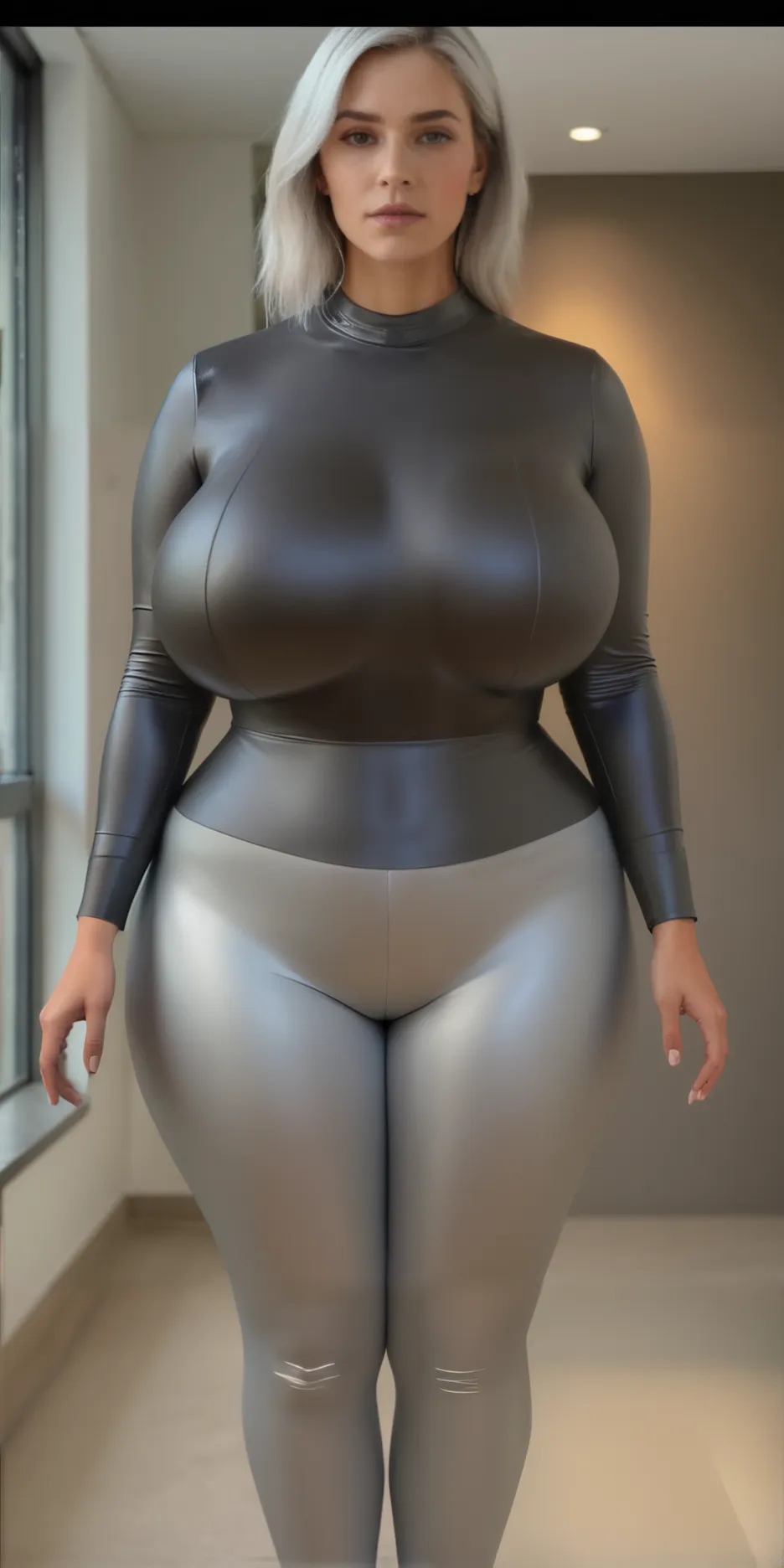 masterpiece, top quality, best quality, official art, beautiful and aesthetic:1.2), (1girl:1.3), dark brown hair in a huge ponytail, extremely detailed, ((((gigantic breasts, cleavage, skindentation)))), slim waist, slim hips, long legs, masterpiece, highest quality, realistic, 1 girl, I can see the cleavage, big ass, huge breasts, realistic beautiful legs, my breasts are huge, professional lighting, glowing skin, Full body photo including legs, full body shot, enormous breasts size, shiny pantyhose, high heels, wearing micro bikini, topless, hard nipples, heavy makeup, oil on body, studio shot, legs close to each other, cameltoe, thin waist, lean legs,pretty legs, naked top, topless, breast out, full body shot, visible feet, front view, studio, octane render, enormous breasts out, topless, enormous breasts, art reference, A-pose, side view, reference to artist to create 3D model, 3/4 view, side view, front view, 3d artist reference, streight legs, topless, naked