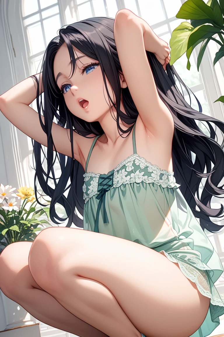 (((show off nipples))), (((show off pussy))), (((sheer white micro mini skirt))), (((bottomless))), (((sheerwhite blouse, Microblouse, Sleeveless, no breast blouse, open front))), (((large breast))), (((spread pussy))), (((spread legs))), extremely detailed CG unified 8k wallpaper, very fine 8KCG wallpaper, (masterpiece, Best Quality), High resolution, Ultra-detailed, ultra-sharp, Cinematic lighting, 1 girl, full nude,Naked, sitting on beach, (((navel ))), (Beautiful face, Cute face, Detailed face), (((black Hair, semi-long hair ))), (((Detailed beautiful green eyes))), BREAK, (((Sunny))),