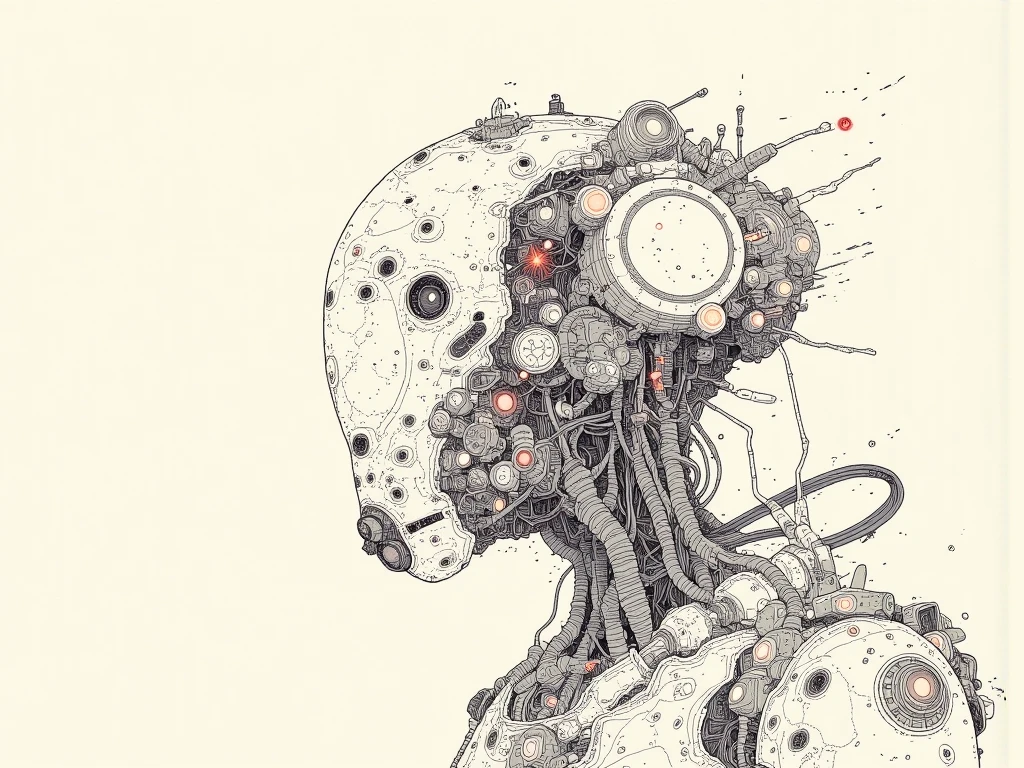 an open human head being covered mainly by the human part and another smaller part at the top of the internal mechanical gear of the head