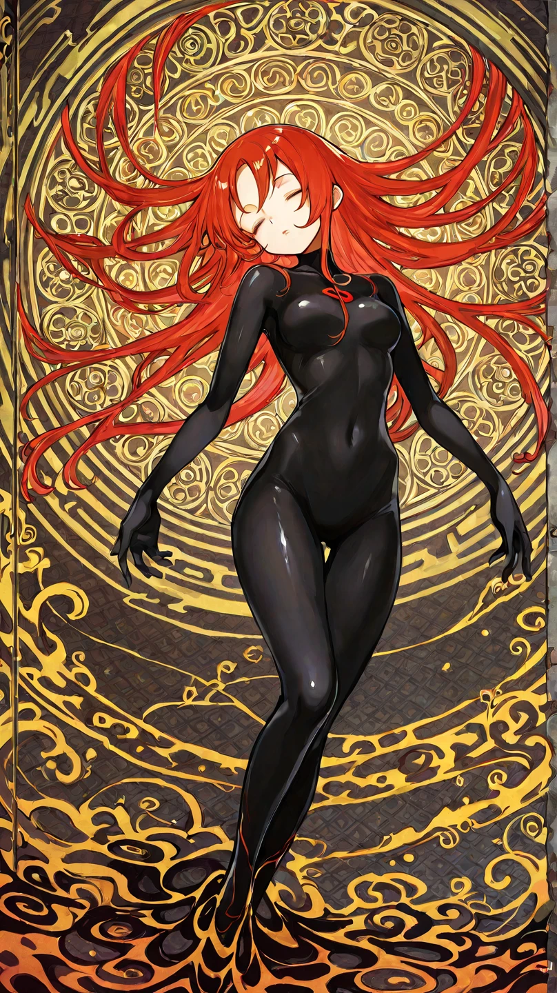 source_anime, score_9. score_8_up, score_7_up, score_6_up, score_5_up, score_4_up, (plump:0.3), large breasts, ginger hair, 1girl, , long hair, bodysuit, cross, black bodysuit, nun, black latex, latex bodysuit, simple background, <lora:b3rs3rkstylev1SDXLpony1:1> b3rs3rkstyle