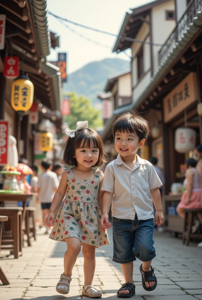 Countryside summer festival、Gion Festival、Opening a store、stall、firework、firework大会、The kids、Cute kids 