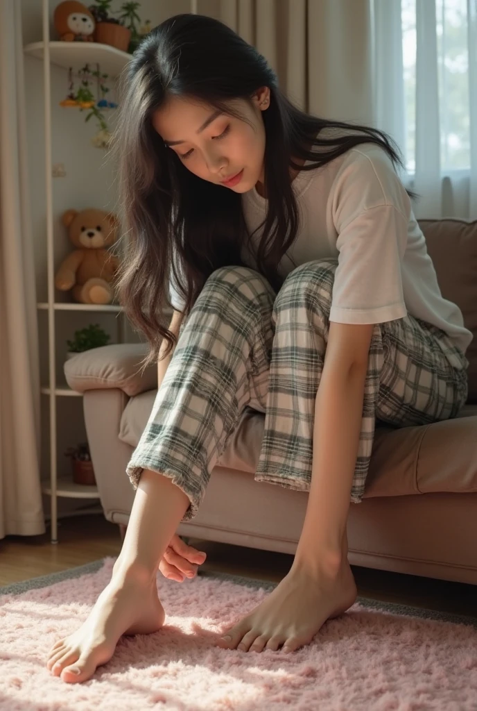 女の子1人、happiness、a smile、(Super Time:1.2)、((student clothes:1.2))、RAW Photography、(Photorealsitic:1.37、realisitic)、高精細CG統合8K壁紙、Viewer's Perspective、(((When viewed from the front) )))、(HQ Skin:1.8、shiny skins)、8k UHD、Digital SLR、Soft Lighting、hightquality、Film Grain、FUJIFILM XT3、((full bodyesbian))、(Professional Writing:1.6)、((Sheer underwear))、Feet in white socks、white sock、((15yo girl))、opening legs、white  panties、childish、15yo student