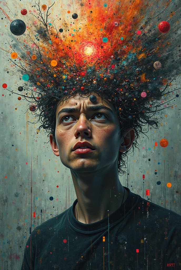 Show the brain overloading concept on a person and this point that ...