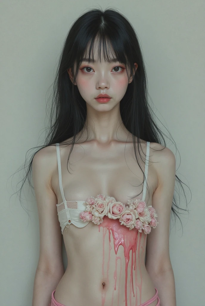 (masterpiece:1.2), highest quality, high resolution, realistic, rabbit ears, black rabbit ears, fake rabbit ears, pantyhose, black pantyhose,bowtie, wrist cuffs, black leotard, (8k, RAW photo, best quality, masterpiece:1.2), (realistic, photo-realistic:1.4), (extremely detailed 8k wallpaper), Photo of a beautiful Japanese idol 12 years old woman., (((Very small breasts))), ((Baby Face)), (((sweaty armpits))), Armpit depression, ((((Dimpled Armpits)))), ((((Deeply wrinkled armpits))))