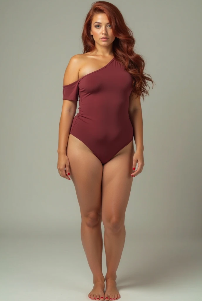zPDXL2, zPDXLpg, zPDXLrl, A portrait photo of a 26-year-old influencer posing in her violet swimsuit, as a backdrop looms behind her. This tanned stunner features a (well-defined hourglass silhouette), (bountiful perky breasts), graceful toned flesh, and a (choppy-messy bob).